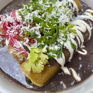enfrijoladas  at Changos Veganos in Mexico City