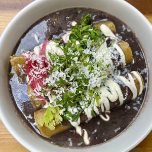 enfrijoladas  at Changos Veganos in Mexico City