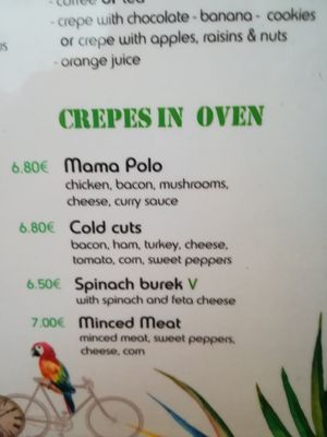 Menu-seems like the V is for vegetarian only, so it looks like they don't have anything specifically vegan at The Home in Crete