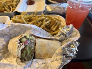 Baba’s falafel, fries, flavored lemonade   at Baba's Pantry in Kansas City