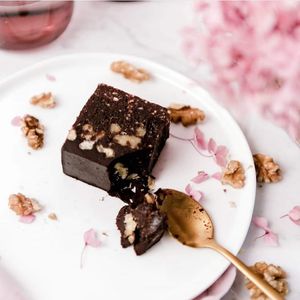 Walnut brownie slice (vegan) at Wild Rose Cottage in Ipswich