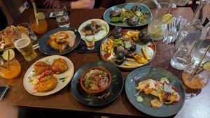 Mixed tapas to share with colleagues at Totem & Tempo Restaurant Bar Tapas in Lyon