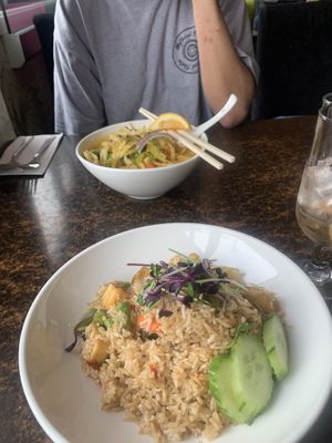 $18 lunch deal meals, tofu chilli and garlic fried rice for me   at My Thai Lounge in Queenstown