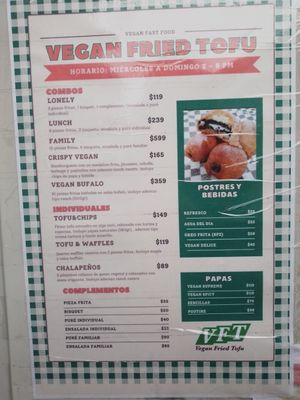 Menu 2/2024 at VFT Vegan Fried Tofu - temporarily closed in Mexico City
