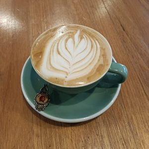 Almond cappuccino at Grumbling Goose in Belgrave