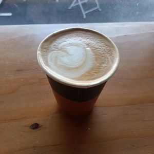 Almond latte at Grumbling Goose in Belgrave