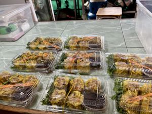 Thai dumplings   at Boonniyom Santi Asoke Market ตลาดบุญนิยมสันติอโศก in Bangkok