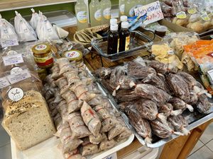 Variety of snacks  at Boonniyom Santi Asoke Market ตลาดบุญนิยมสันติอโศก in Bangkok