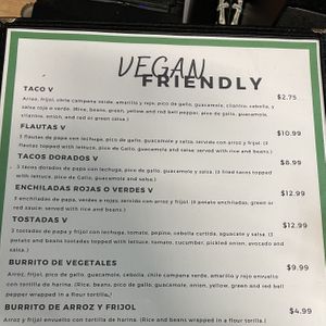 Vegan menu   at Ajua! in Los Banos