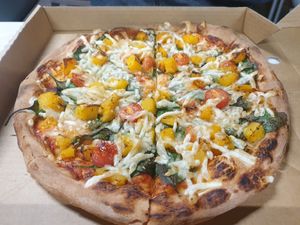Pumpkin Pizza made vegan at Knead it Pizza Bar in Yea