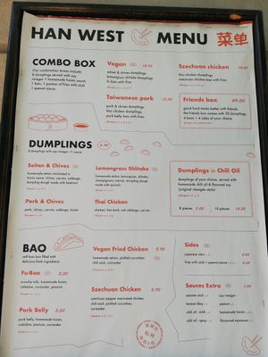 Menu at han west in Berlin