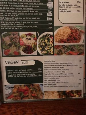 menu page with vegan options at St. Patrick in Skopje