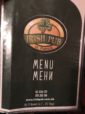 Menu - page 1 at St. Patrick in Skopje