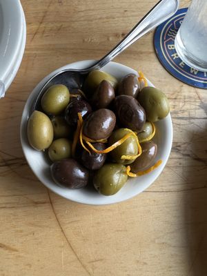 Warm olives  at Cushnoc Brewing Co in Augusta