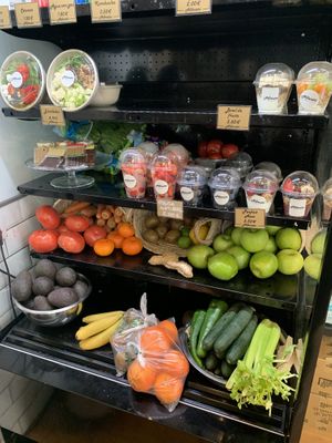 Selection of fruit salads and yoghurt bowls - soya yoghurt available   at Alfonsito in Sevilla