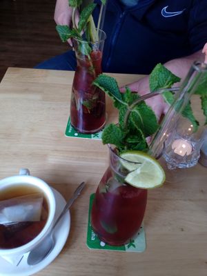 Hausgemachte Limonade - Granatapfel und Wassermelone at Veganam in Kiel