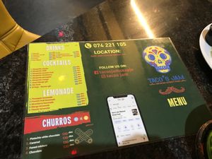 Menu at Taco's Jam in Skopje