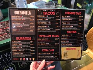 Menu at Taco's Jam in Skopje