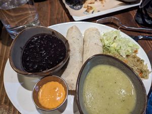 Vegan Enchilada with salsa on the side at LUNA Mexican Kitchen in Campbell