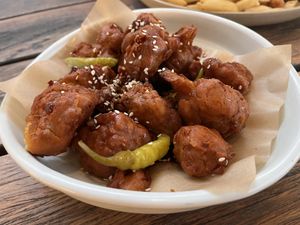 Cauliflower entree. So good!  at Cleveland Sands Hotel in Cleveland