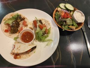 Taco and house salad with vegan ranch  at The 120 in Loveland