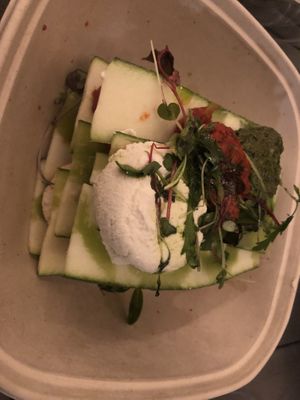 Heirloom tomato and zucchini raw lasagnas   at Besina in Providence