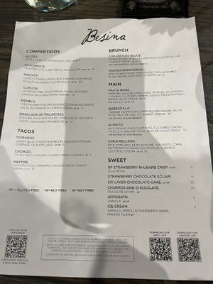 menu  at Besina in Providence