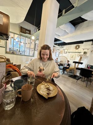 vegan crêpe with bionella, bananas & coconut flakes  at Café Casa Del Gato in Zurich