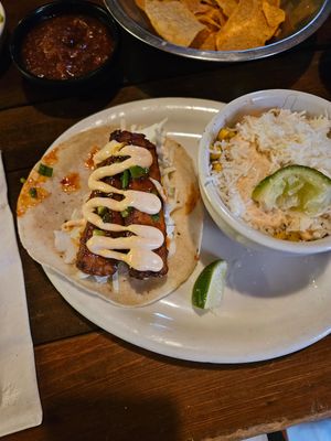 Taco and street corn at TacoLu in Jacksonville Beach