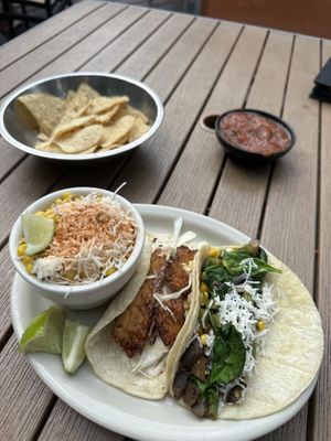 Tempeh and veggie taco with elote   at TacoLu in Jacksonville Beach