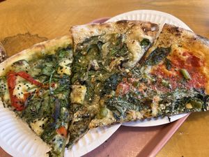 Pesto, Artichoke and Margarita Slices  at Hot Tongue Pizza in Los Angeles