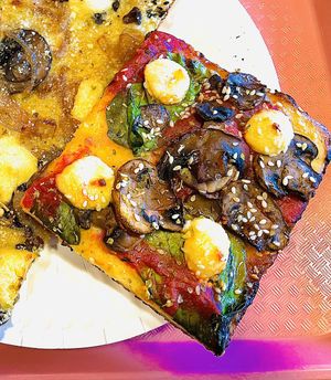 Detroit slice (GF) ✨delicious crunch!  at Hot Tongue Pizza in Los Angeles