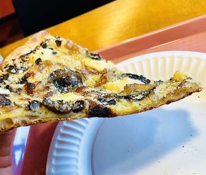 White pie slice, no droopy crust. Fully crispy and delicious✨  at Hot Tongue Pizza in Los Angeles