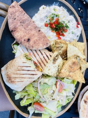 Veggie Delight with Baba Ganoush and Mediterranean Salad  at Meddys - Washington Ave in Wichita