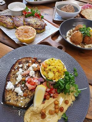 Eggplant 'steak' at Hitching Post Bar + Grill in Pullenvale