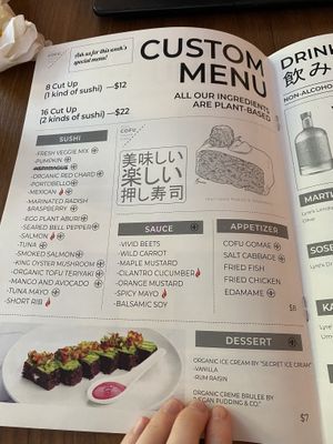 Custom menu list, clearly marked GF options   at Cofu in Vancouver