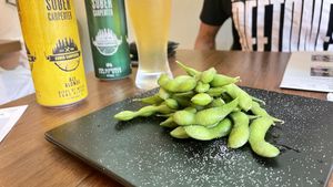 Edamame - even the salt is different and I love salt!  at Cofu in Vancouver