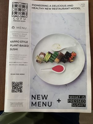 Great menu - 4 omakase choices  at Cofu in Vancouver