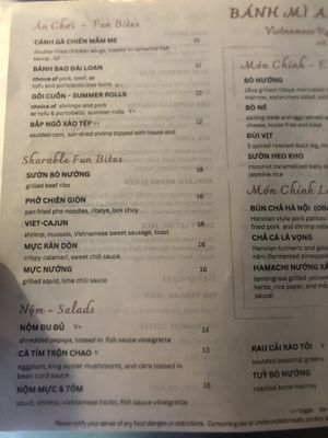 Menu anything with the v can make vegan options   at Bánh Mì and Bottles in Philadelphia