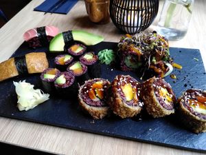 Lunch Menu "Misako" + Inari Nigiri on the left at Secret Garden in Munich