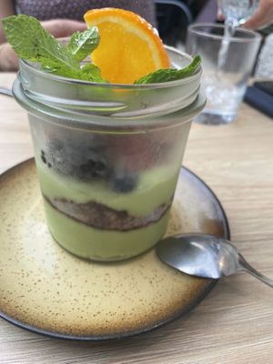 Matcha cheesecake dessert   at Secret Garden in Munich