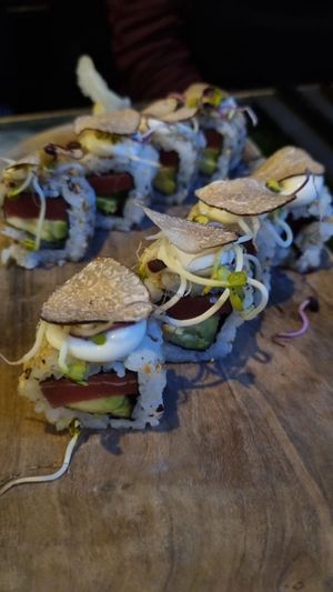 Sushi with vegan "tuna" and truffle at Secret Garden in Munich