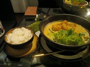 Curry tofu dish at Secret Garden in Munich