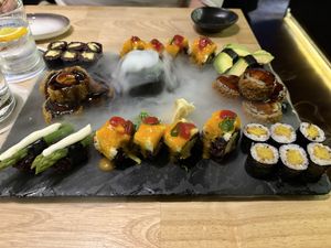 The plate for 2 people. All rolls were so tasty!  at Secret Garden in Munich