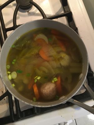 Matzah ball soup! at Veggie Galaxy in Cambridge