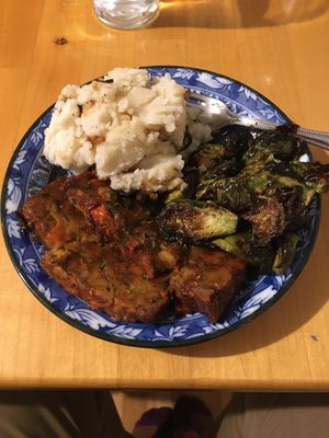 Meatloaf blue plate special on a blue plate! at Veggie Galaxy in Cambridge