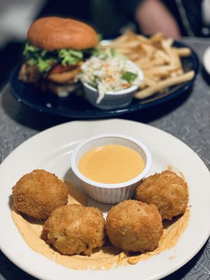 Mac and cheese bites, blue plate special at Veggie Galaxy in Cambridge