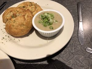 Biscuits ‘n gravy- yum! at Veggie Galaxy in Cambridge