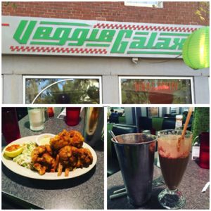Trip to vegan indulgence - Cauli by the Sea and peanut butter chocolate non dairy shake at Veggie Galaxy in Cambridge