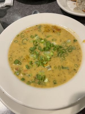 Vegan Broccoli cheddar soup  at Veggie Galaxy in Cambridge